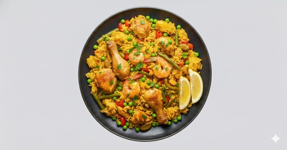 Paella mit Hähnchen und Gemüse