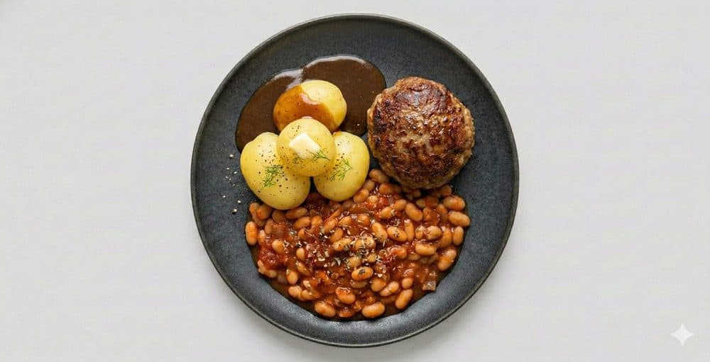 Rindfrikadelle mit Kartoffeln